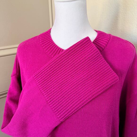 GAP Fuchsia Cotton Crew Neck Sweater Split Hem Women’s XXL - Picture 3 of 7
